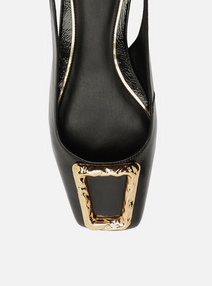 Sapatilha Preta Verniz Slingback