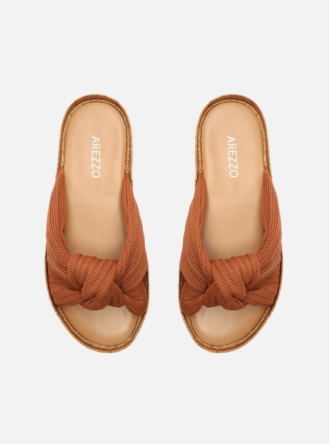 Rasteira Marrom Knit Flatform Isis