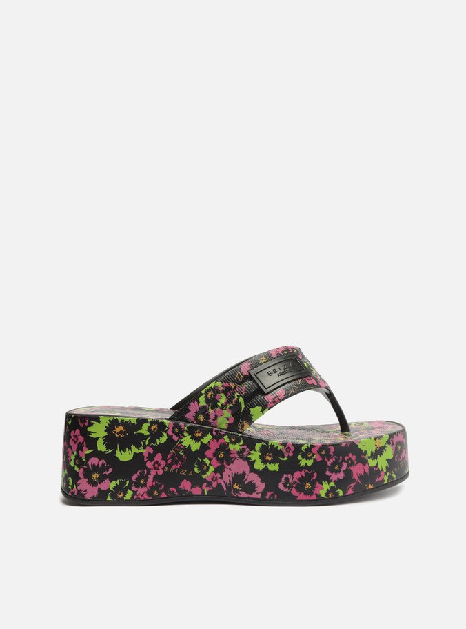 Tamanco Preta Floral Flatform Lulu Brizza