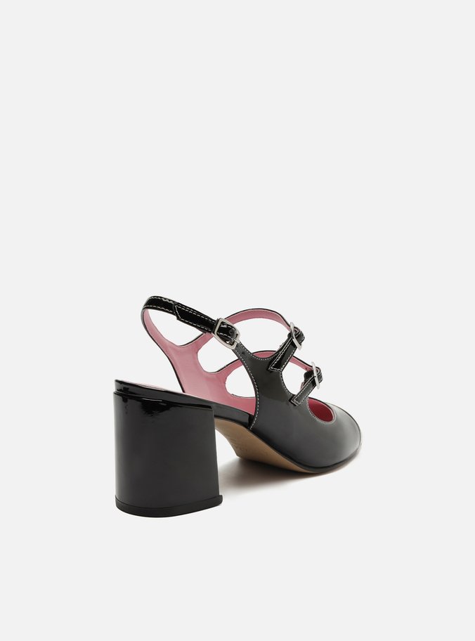 Sapato Boneca Preto Verniz Tiras Cap Toe