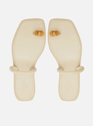 Rasteira Branca Flat Square Metal Brizza