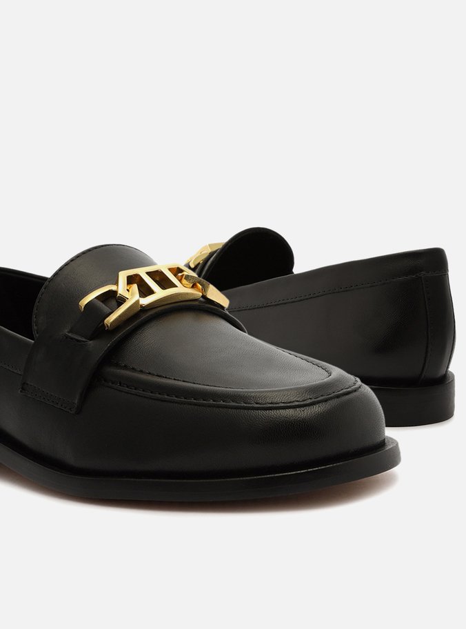Mocassim Preto Couro Metal Livia