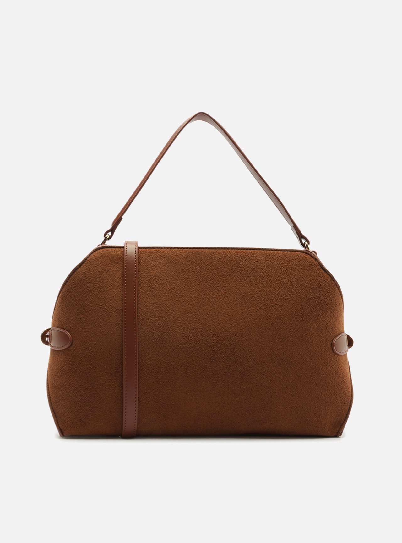Bolsa Tote Marrom Acamurçada Média Metais — foto 3