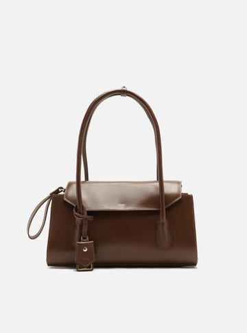 Arezzo — Bolsa Shoulder Marrom Couro Média Alça Corrente