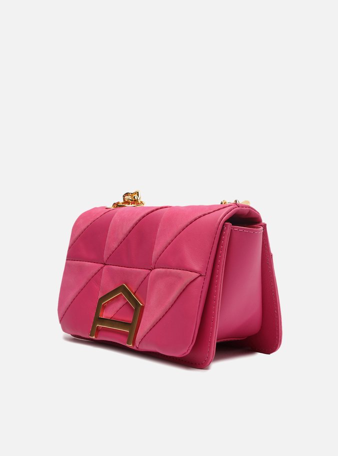 Bolsa Tiracolo Rosa Couro Nobuck  Pequena