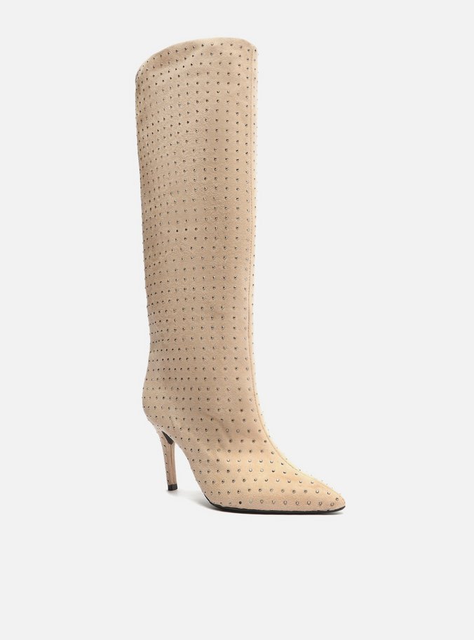 Bota Nude Camurça Cano Longo Hailey