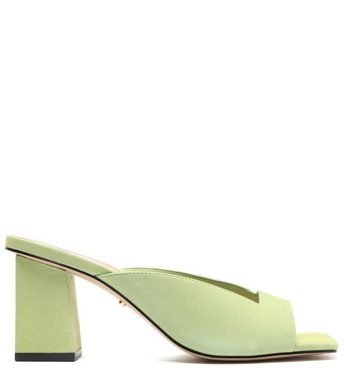 Mule Verde Nobuck Bico Quadrado Lorena