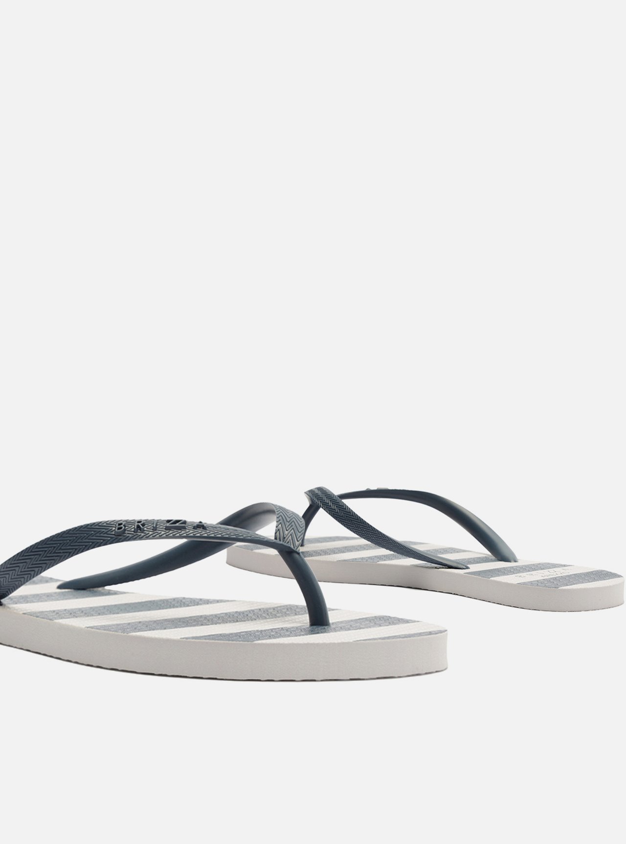 Chinelo de Dedo Azul e Branco Listras Brizza — foto 4