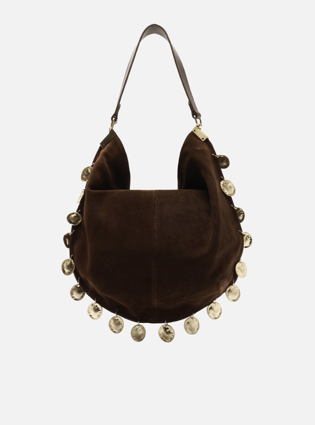Bolsa Hobo Marrom Couro Grande Metais — foto 3