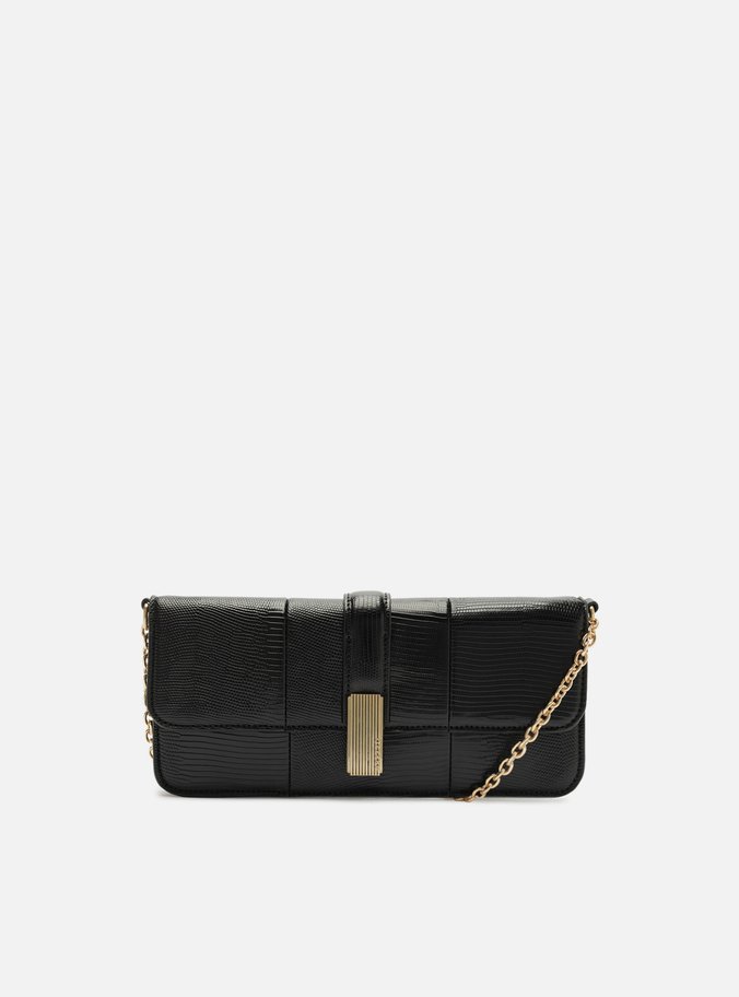 Bolsa Clutch Preta Média Corrente Metais