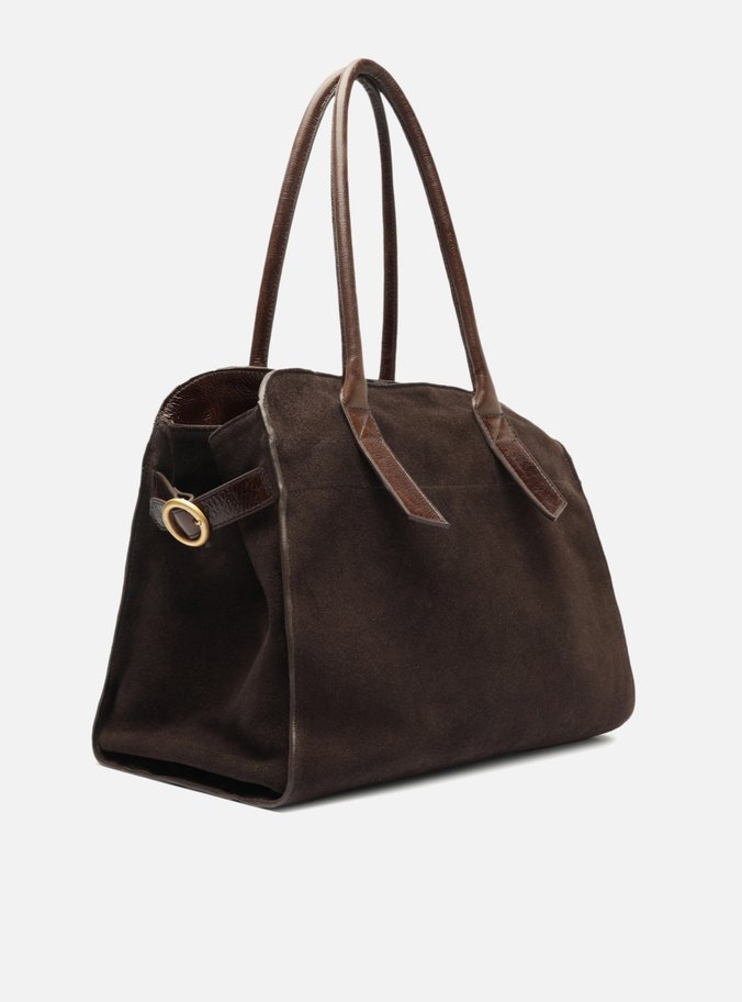 Bolsa Shopping Marrom Couro Acamurçado Grande