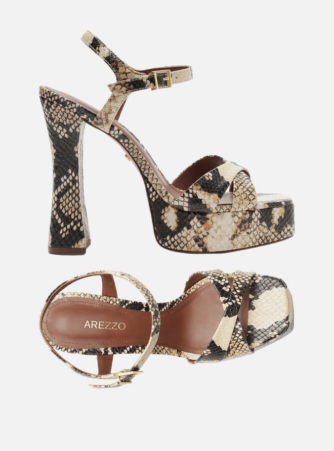 Sandália Animal Print Meia Pata Bico Quadrado