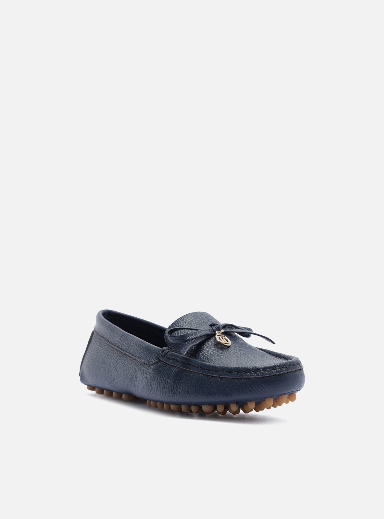 Mocassim Azul Couro Sola Emborrachada Retrô Pin — foto 2