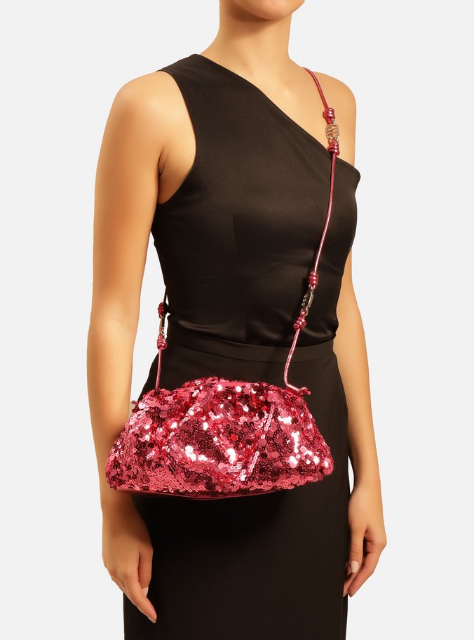 Bolsa Tiracolo Rosa Aria Pequena Paetê
