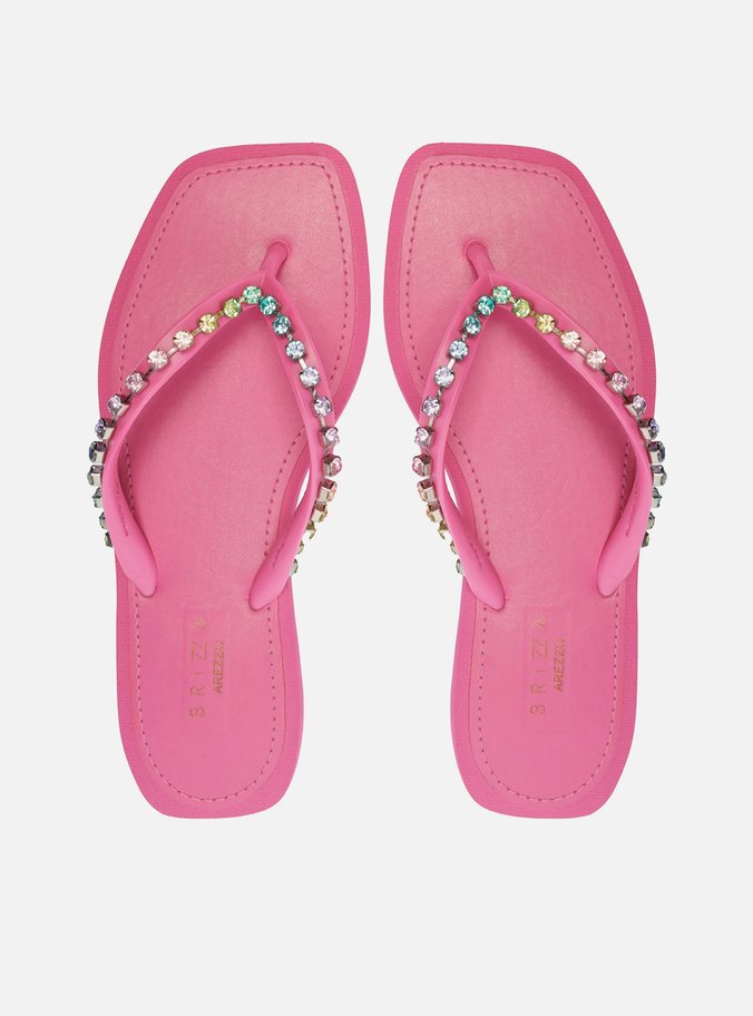 Chinelo de Dedo Rosa Pedrarias Square Brizza