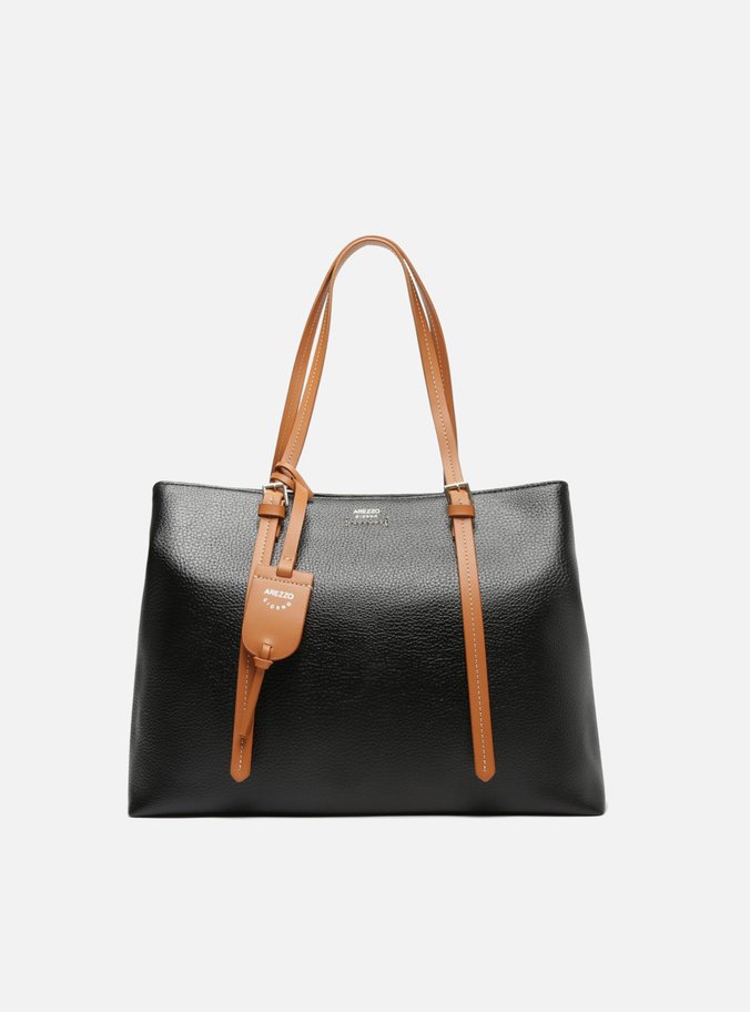 Bolsa Shopping Preta Aline Grande Marrom