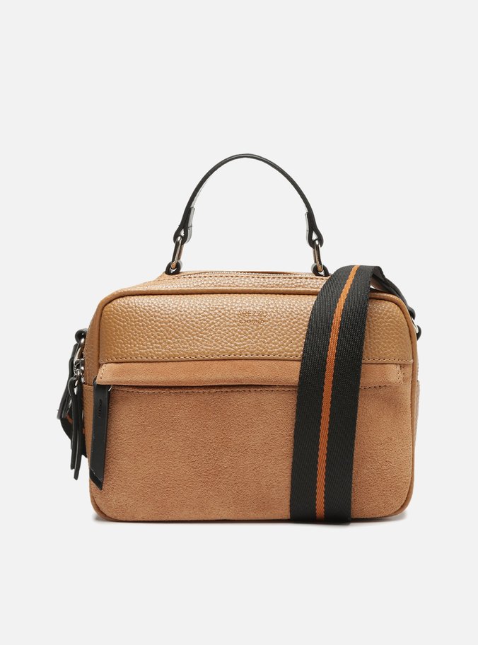 Bolsa Tiracolo Camurcina Prione Média Natural Tan
