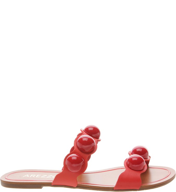 Chinelo Slide Couro Pérola Perfect Red