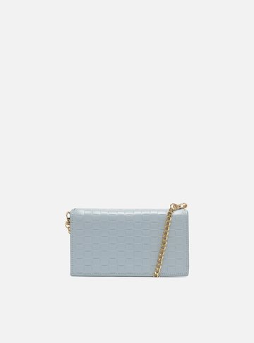 Clutch Azul Couro Pequena Silvia Braz