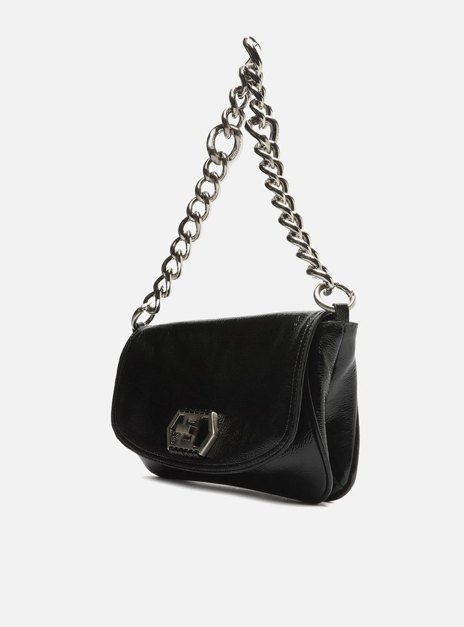 Bolsa Tiracolo Preta Couro Amélia Pequena