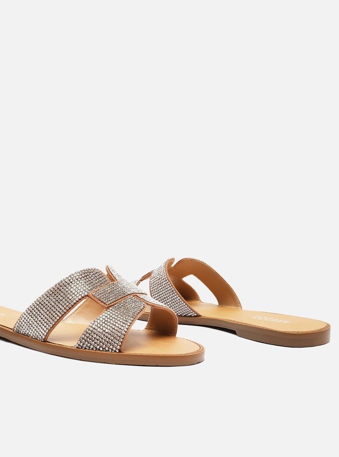 Rasteira Marrom Metalizada Shape H