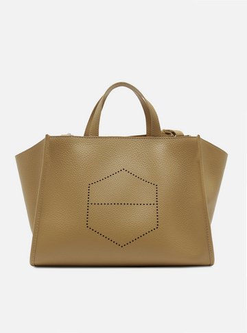 Bolsa Tote Marrom Grande Logo Perfurado