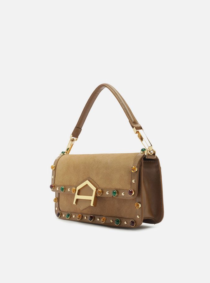 Bolsa Tiracolo Marrom Couro A001 Média Pedras
