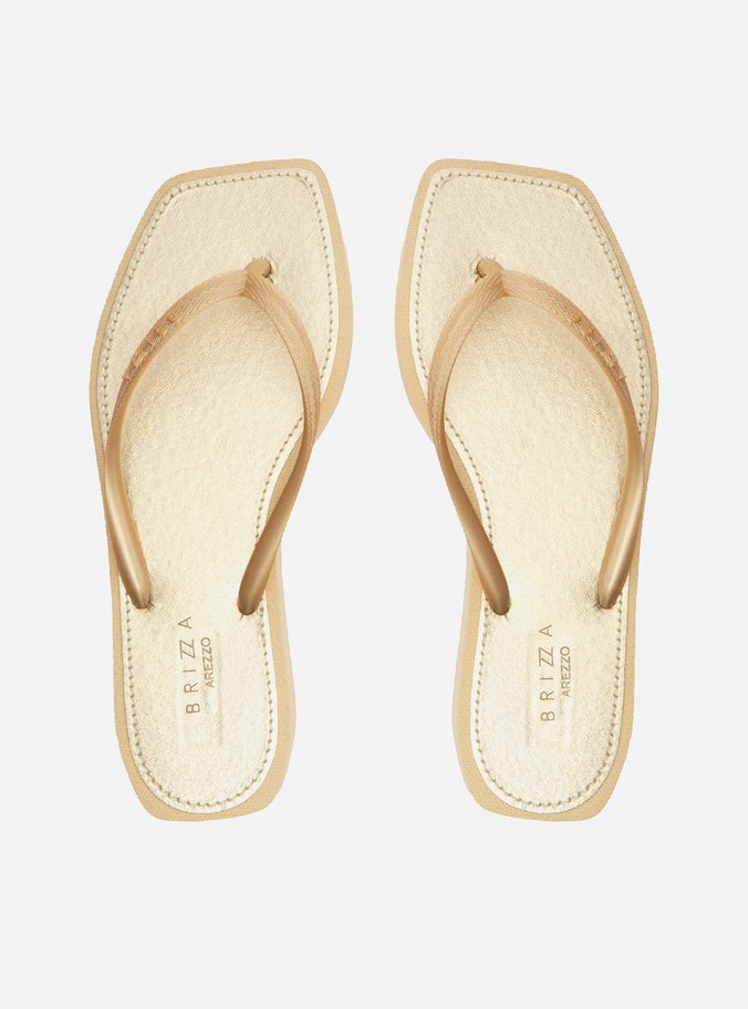 Chinelo de Dedo Dourado Recouro Metal Square