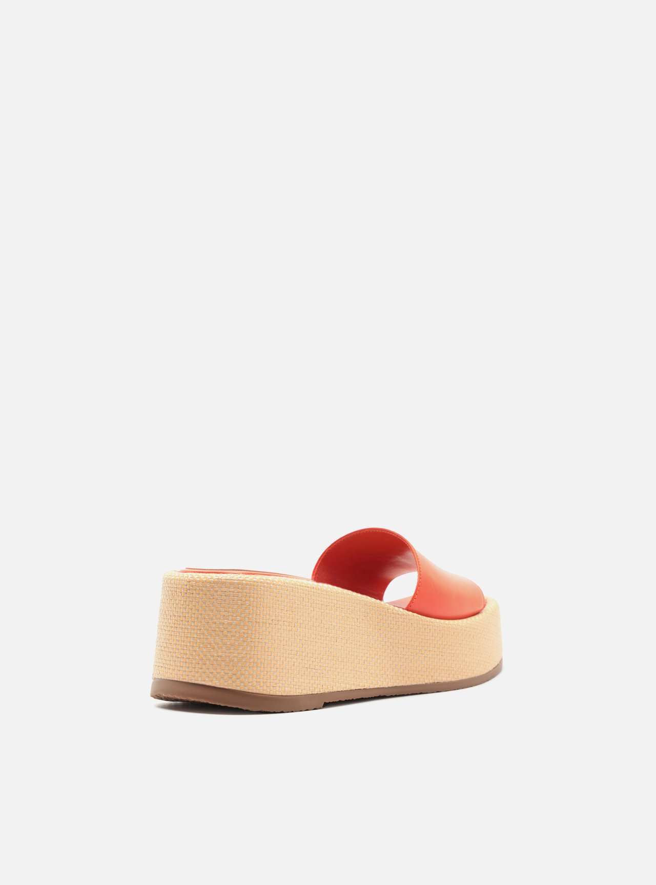 Sandália Laranja Couro Flatform Palha Tira Larga — foto 3