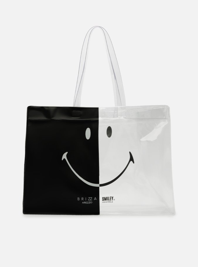Bolsa Shopping Preta Duo Vinil Liz Grande Smiley