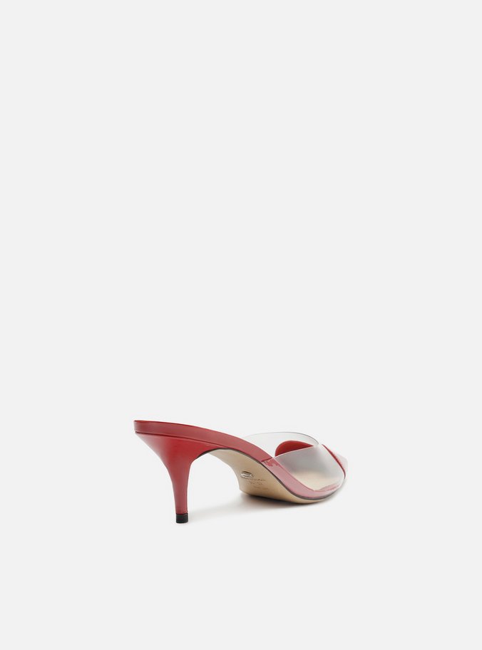 Mule Vermelha Verniz Salto Kitten Coração