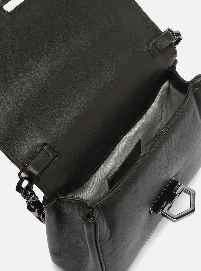 Bolsa Tiracolo Preta Couro Thai Pequena