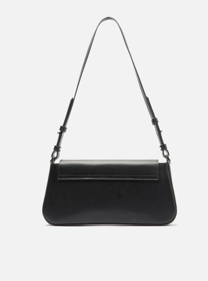 Bolsa Tiracolo Preta Couro Pequena Maxi Fivelas