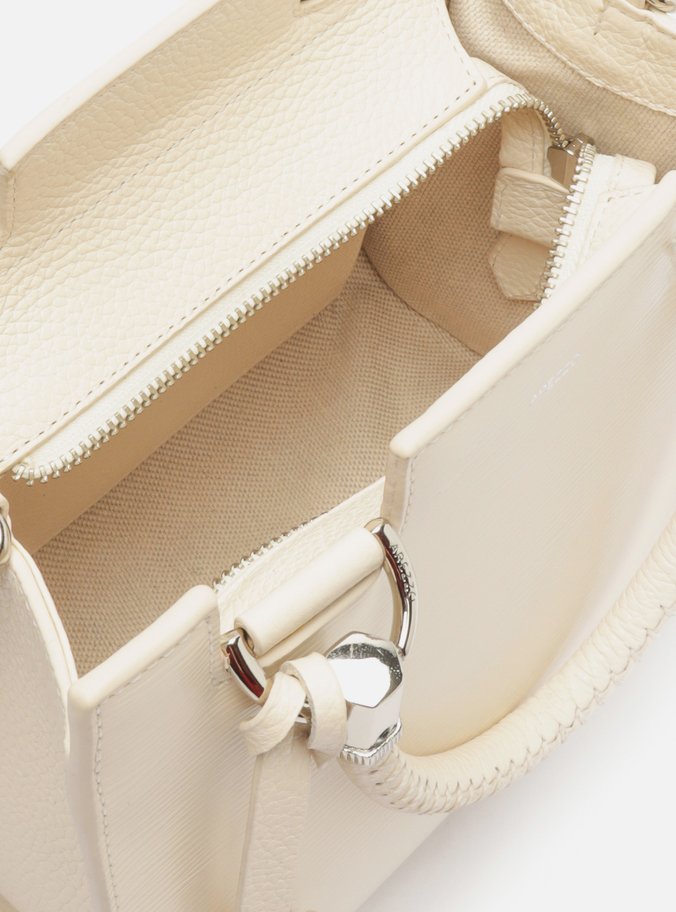 Bolsa Tote Branca Couro Abraccio Média Color