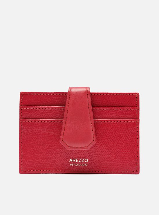 Porta-Cartões Vermelho Couro Mina Quadrado