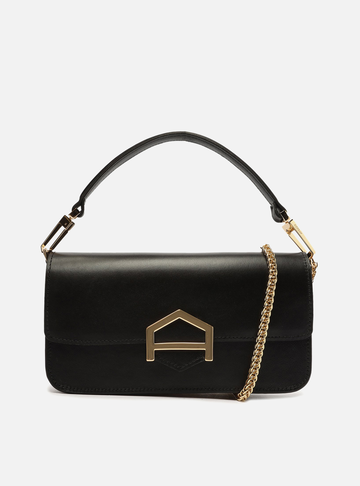Bolsa Tiracolo Preta Couro A001 Média