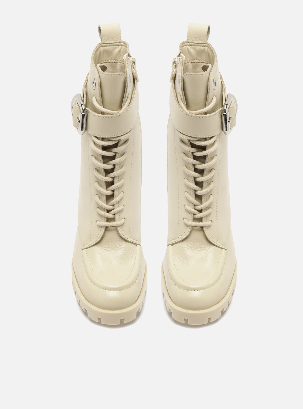Bota Off-White Couro Cano Curto Tratorada — foto 6