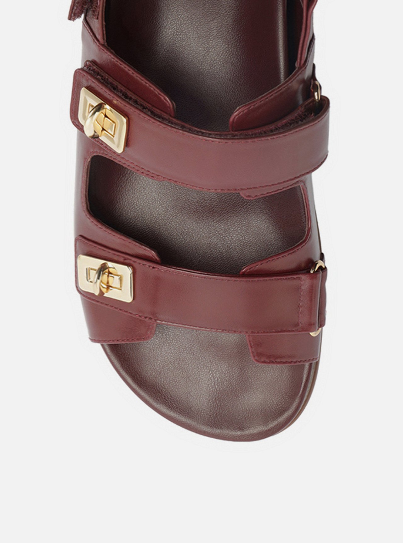 Sandália Papete Bordô Couro Flatform Metais — foto 5