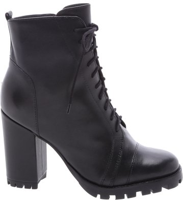 Coturno Couro Preto Plataforma Tratorada