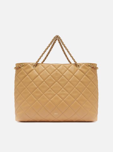 Bolsa Tote Nude Couro Matelassê Grande