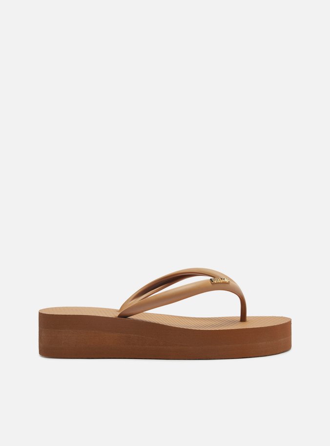 Chinelo de Dedo Marrom Plataforma Metais Brizza