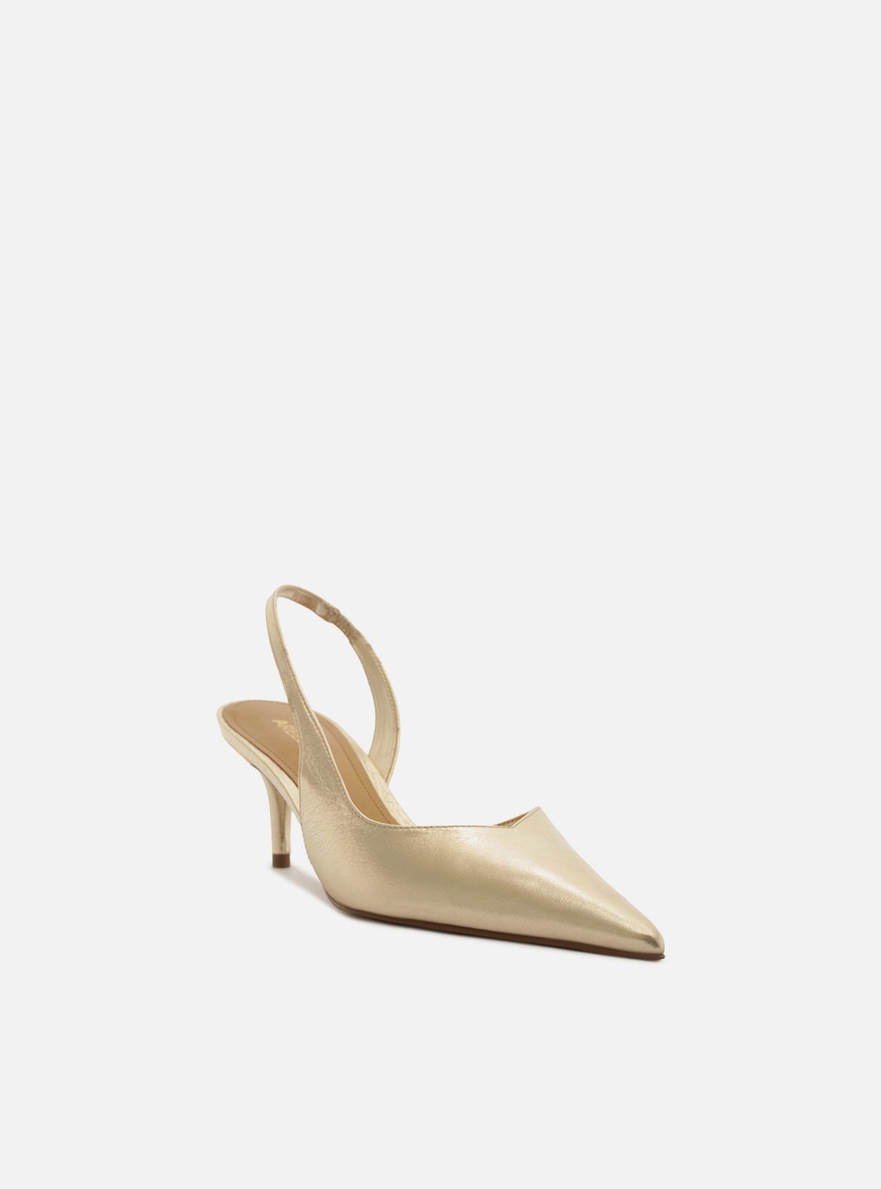 Scarpin Dourado Couro Salto Fino Slingback — foto 2