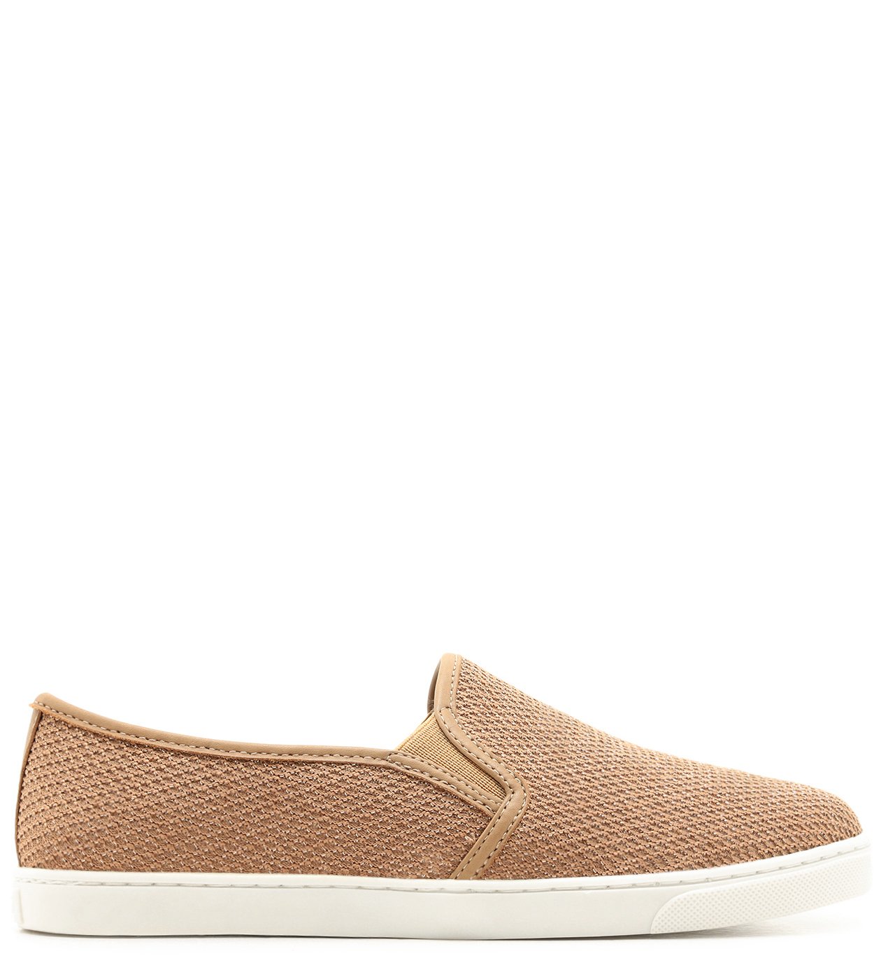 T nis Slip On Bege Sola Baixa Tecido Tela Arezzo