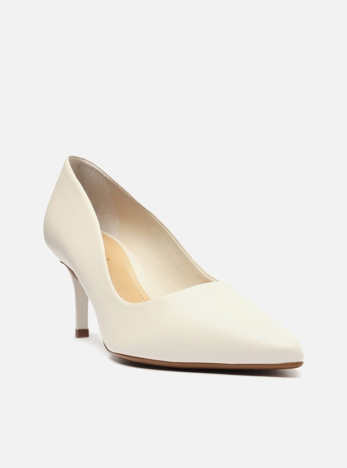 Scarpin Branco Couro Salto Médio Fino