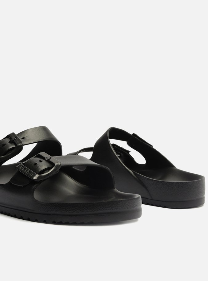 Slide Preto Flatform Tiras Brizza