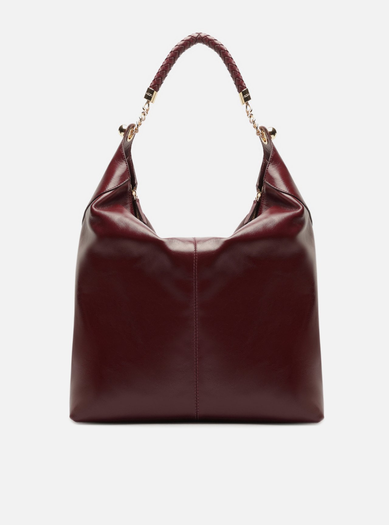 Bolsa Hobo Vermelha Couro Grande Tressê — foto 1