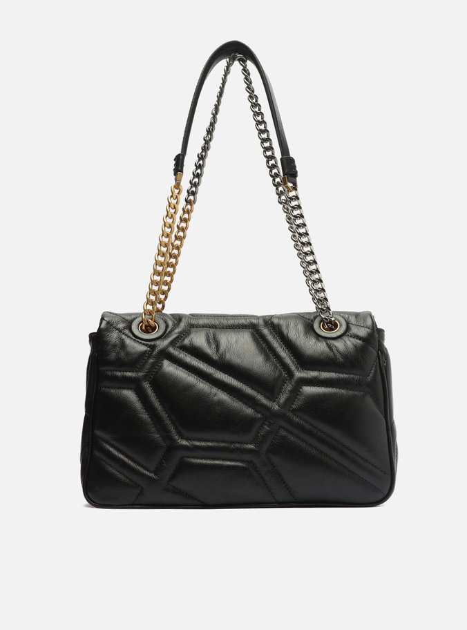 Bolsa Tiracolo Preta Couro Emma Média Longa