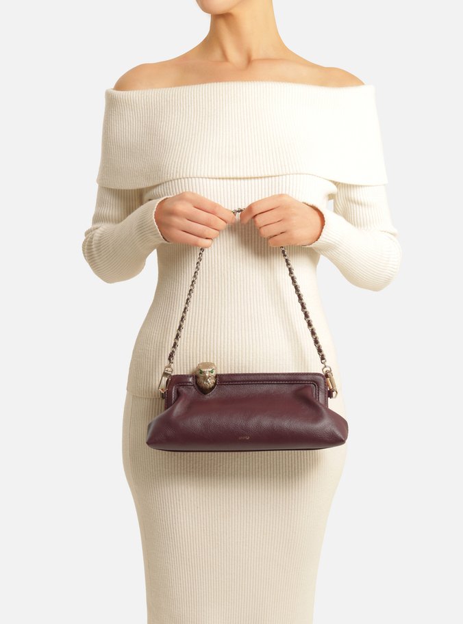 Bolsa Shoulder Bordô Couro Metal Águia