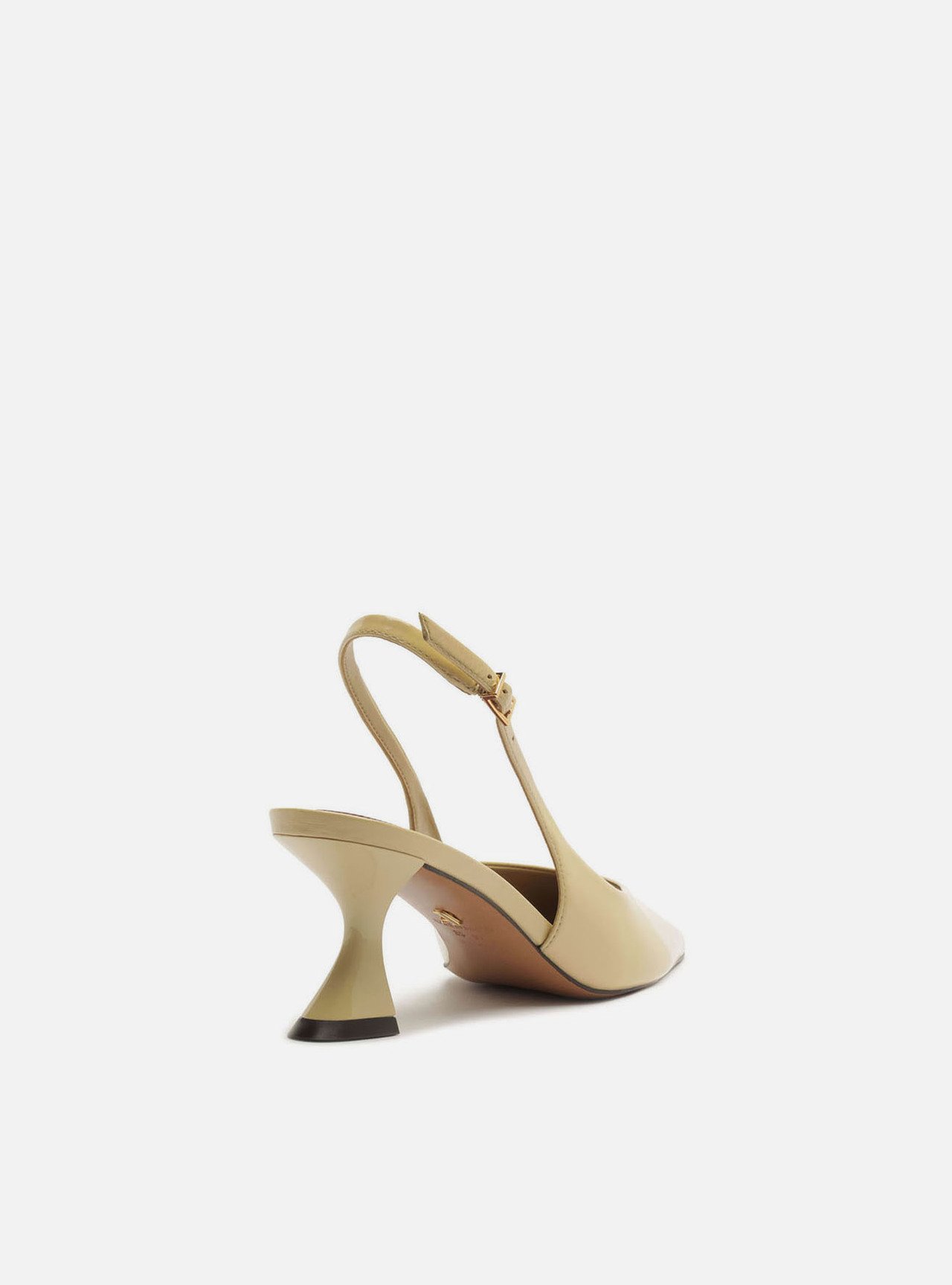 Scarpin Amarelo Couro Salto Geométrico Slingback — foto 3