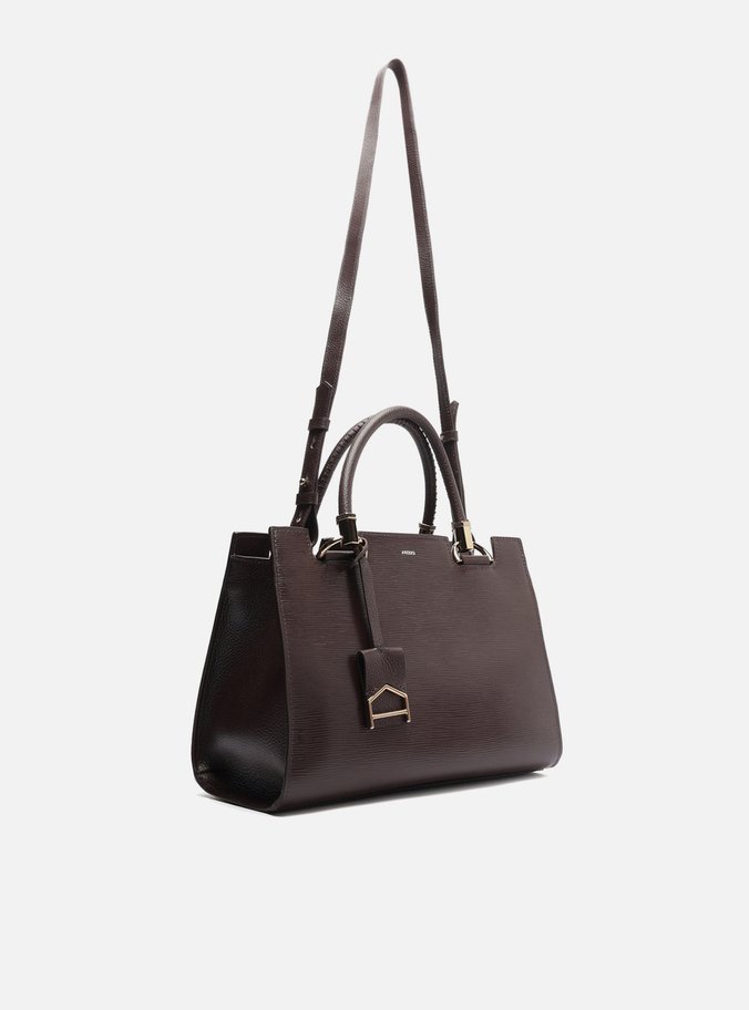 Bolsa Tote Marrom Couro Abraccio Grande